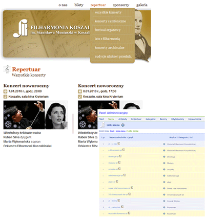 Zrzut ekranowy z panelu administracyjnego WebserwisCMS